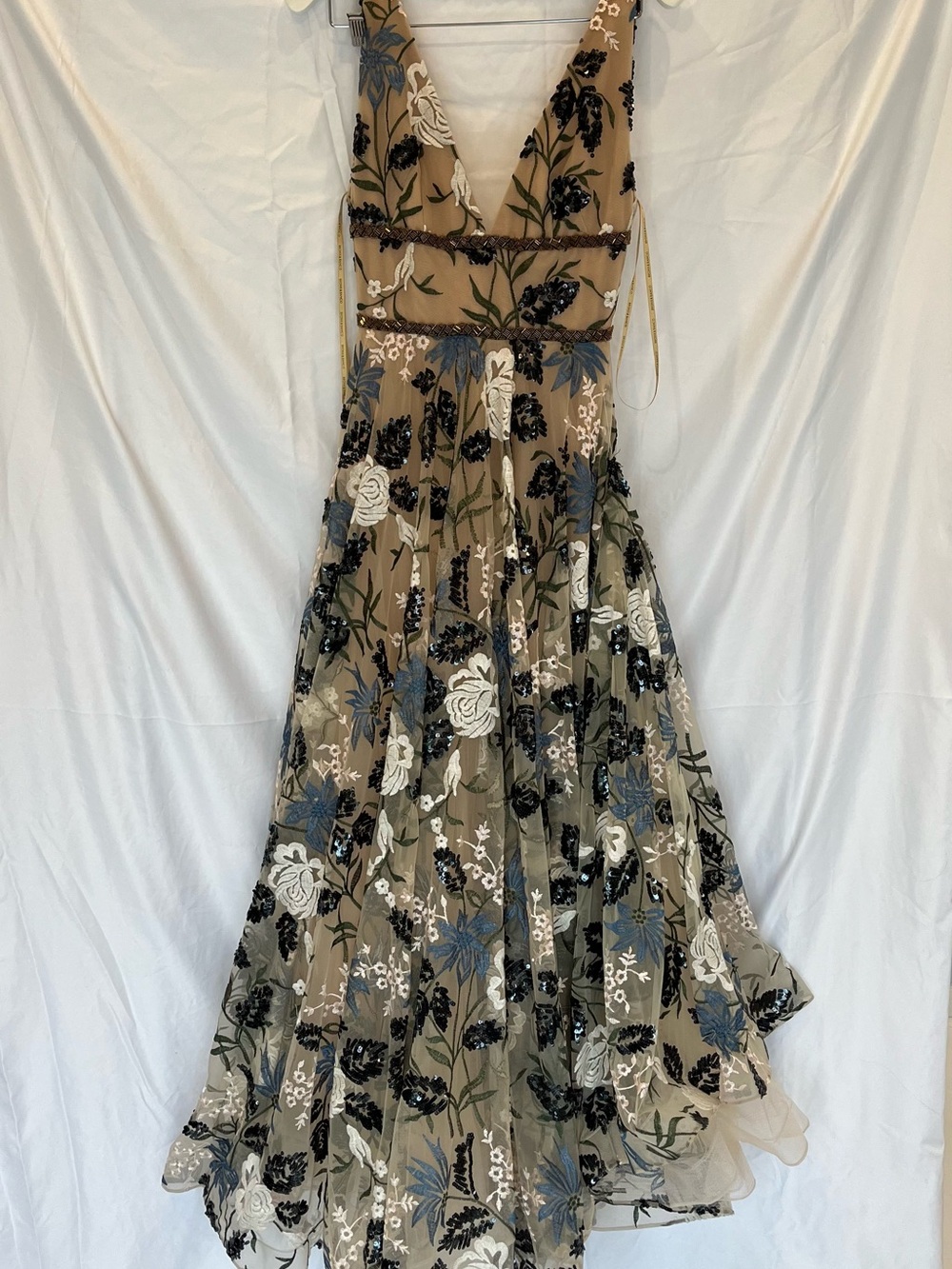Revolve Bronx and Banco Tunisia Plunge Embroidered V-Neck Floral Evening Gown - Picture 6 of 11